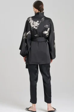 Dragon Luxe Charmeuse Embroidered Unisex Kimono