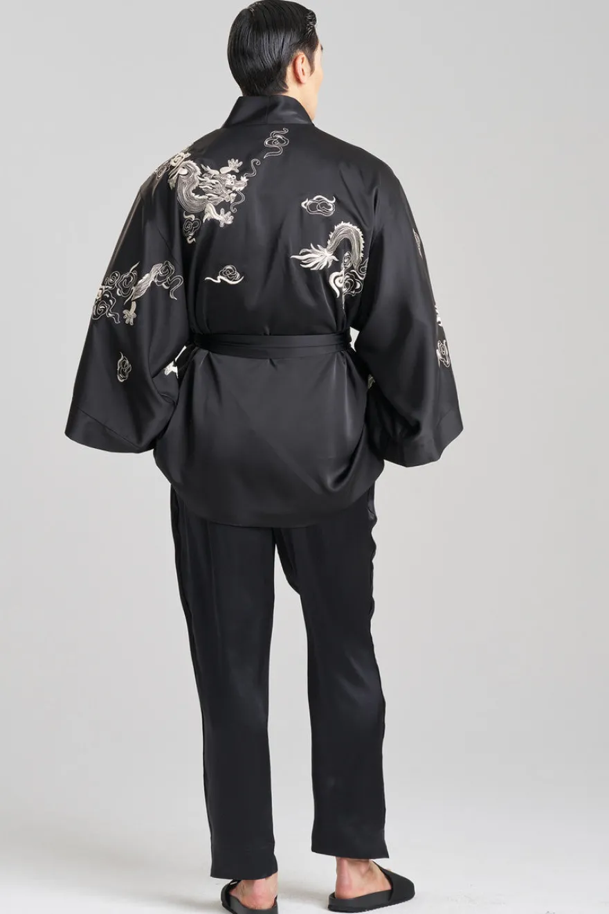 Dragon Luxe Charmeuse Embroidered Unisex Kimono