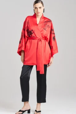 Dragon Luxe Charmeuse Embroidered Unisex Kimono