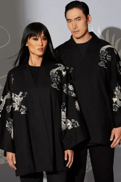 Dragon Techno Poplin Embroidered Unisex Kimono