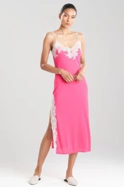 Enchant Lace Slit Slip Dress