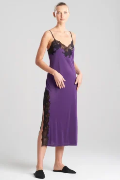 Enchant Lace Slit Slip Dress
