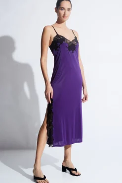 Enchant Lace Slit Slip Dress