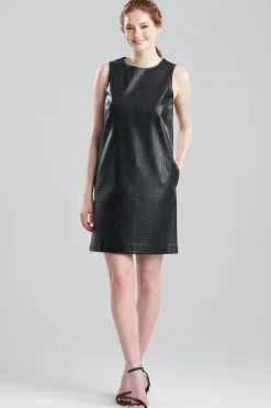 Faux Croc Leather Shift Dress