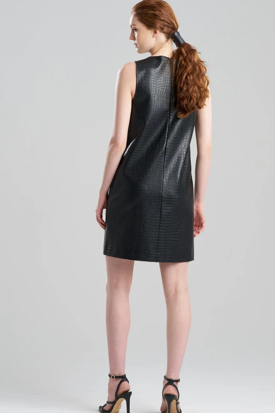 Faux Croc Leather Shift Dress