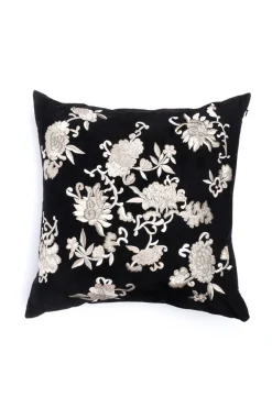 Faux Suede Mandarin Embroidered Pillow