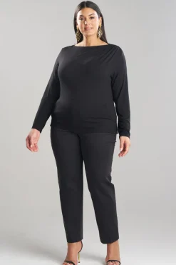 Feather Lightweight Knit Rouched Long Sleeve Top