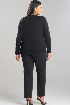 Feather Lightweight Knit Rouched Long Sleeve Top