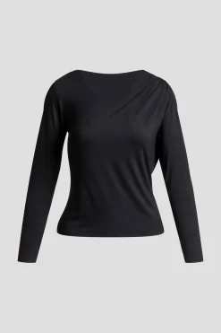 Feather Lightweight Knit Rouched Long Sleeve Top