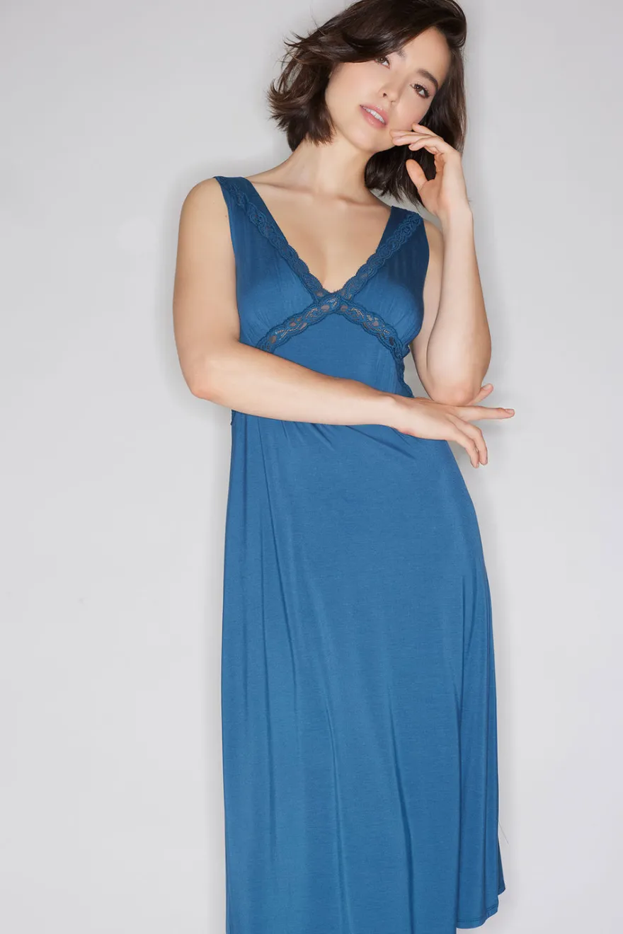 Feathers Essentials Lenzing™ Ecovero™ Viscose Lace Applique Slip Dress