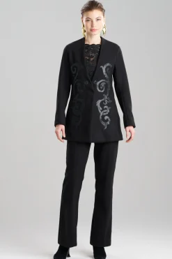 Felt Embroidered Collarless Jacket