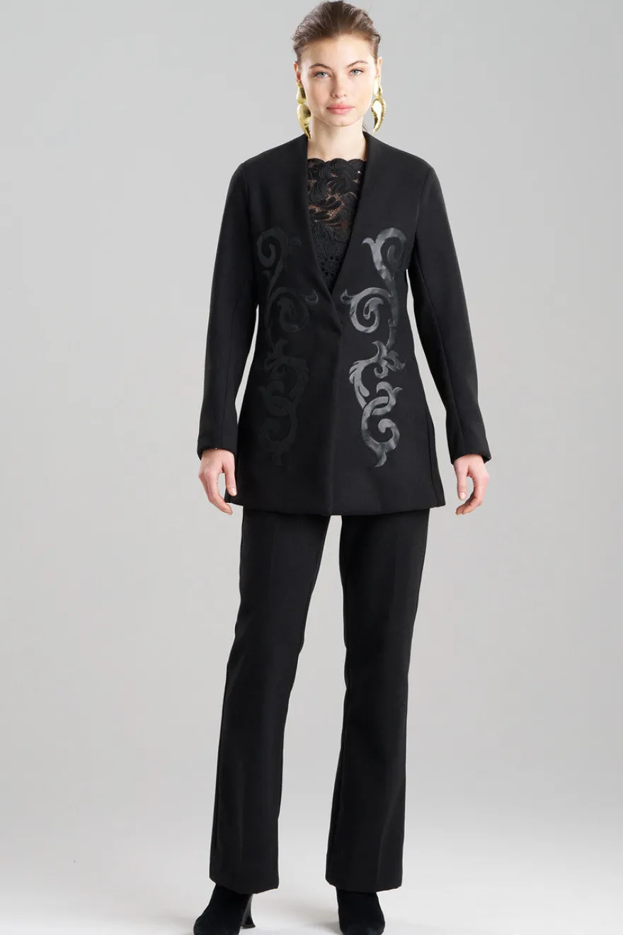 Felt Embroidered Collarless Jacket