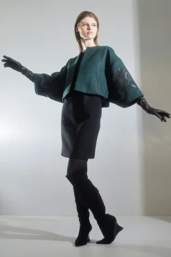 Felt Embroidered Cropped Jacket