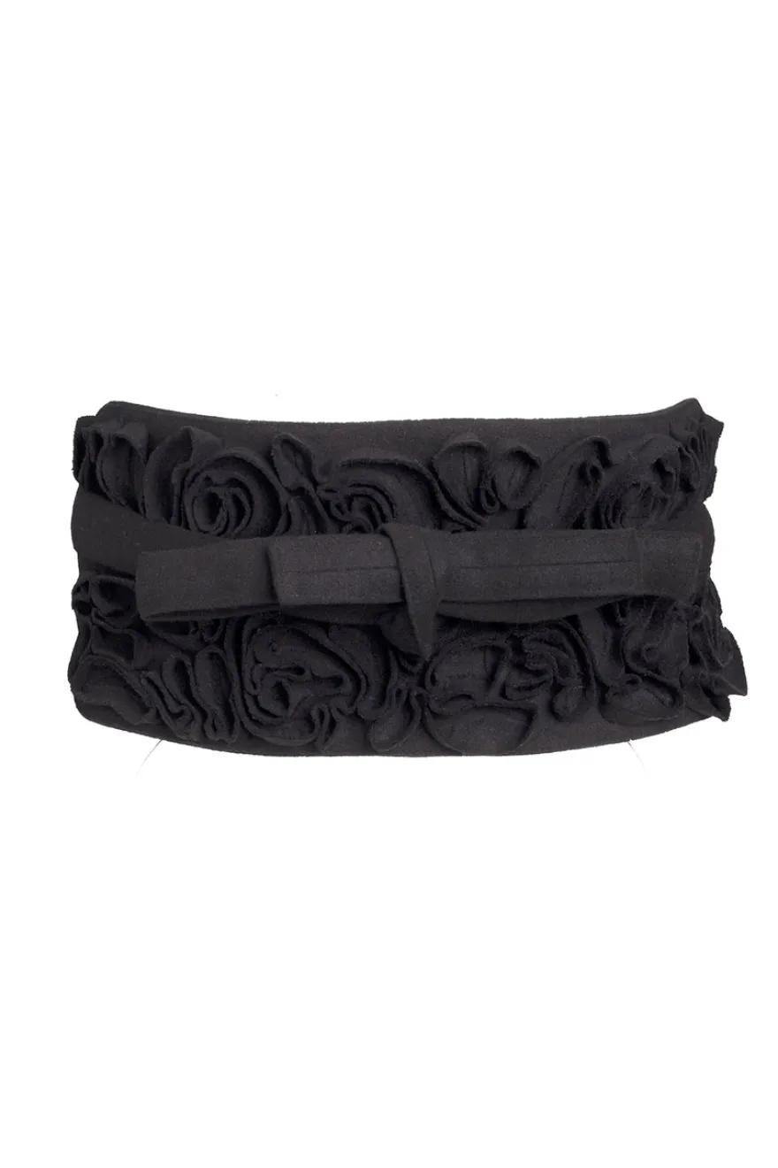 Felt Embroidered Floral Obi Belt