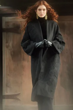 Felt Embroidered Long Coat