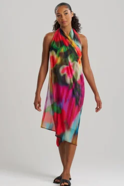 Floral Mirage Printed Mesh Pareo
