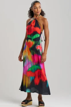 Floral Mirage Printed Rayon Halter Dress