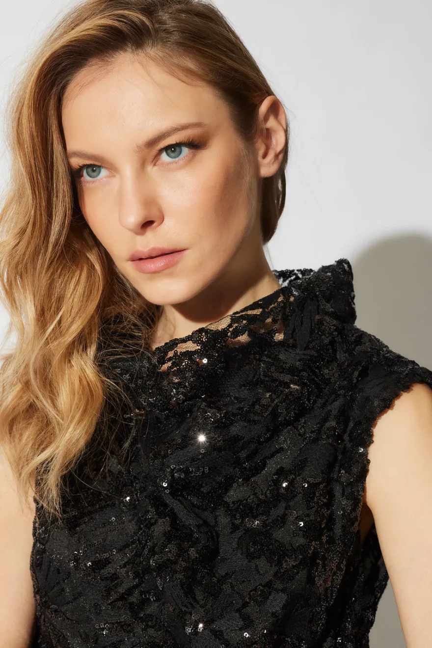 Floral Sequin Lace Shift Dress