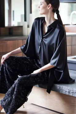 Floral Sequin Lace Side Zip Straight Leg Pants