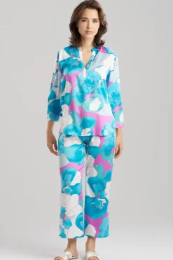 Floria Printed Satin Mandarin PJ Set