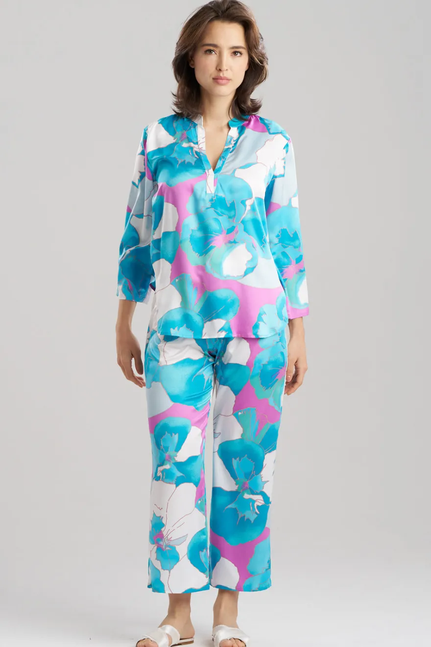 Floria Printed Satin Mandarin PJ Set