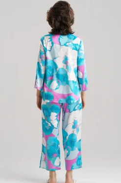Floria Printed Satin Mandarin PJ Set