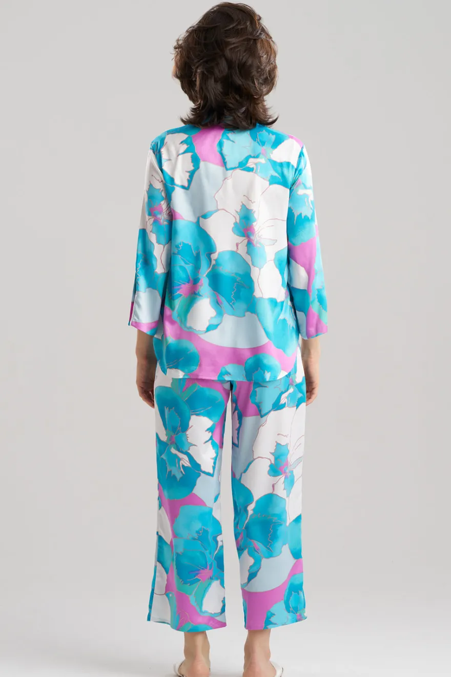 Floria Printed Satin Mandarin PJ Set