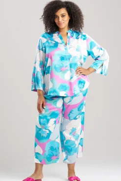 Floria Printed Satin Mandarin PJ Set