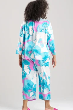Floria Printed Satin Mandarin PJ Set