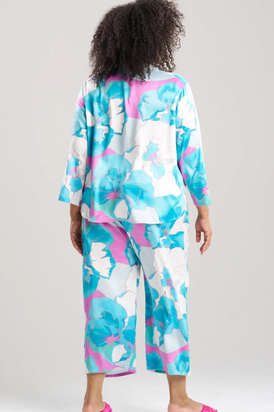 Floria Printed Satin Mandarin PJ Set