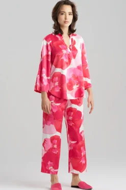 Floria Printed Satin Mandarin PJ Set