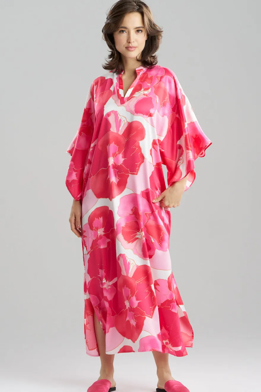 Floria Printed Satin Mandarin Caftan