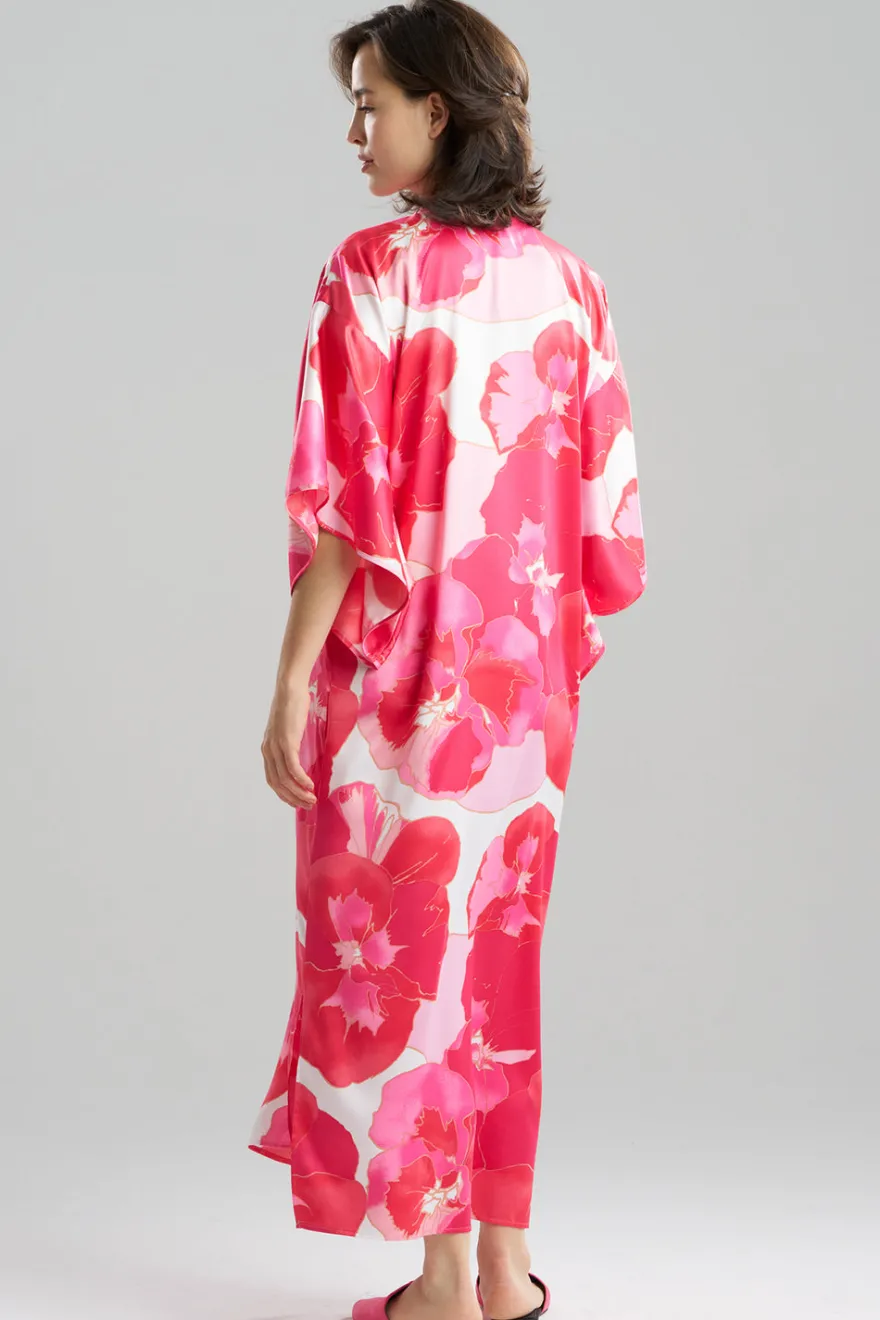 Floria Printed Satin Mandarin Caftan