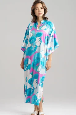 Floria Printed Satin Mandarin Caftan