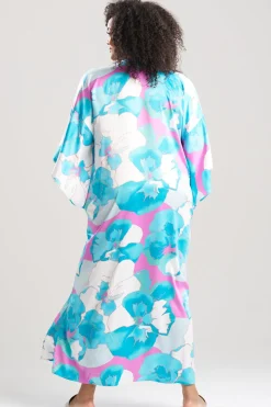 Floria Printed Satin Mandarin Caftan