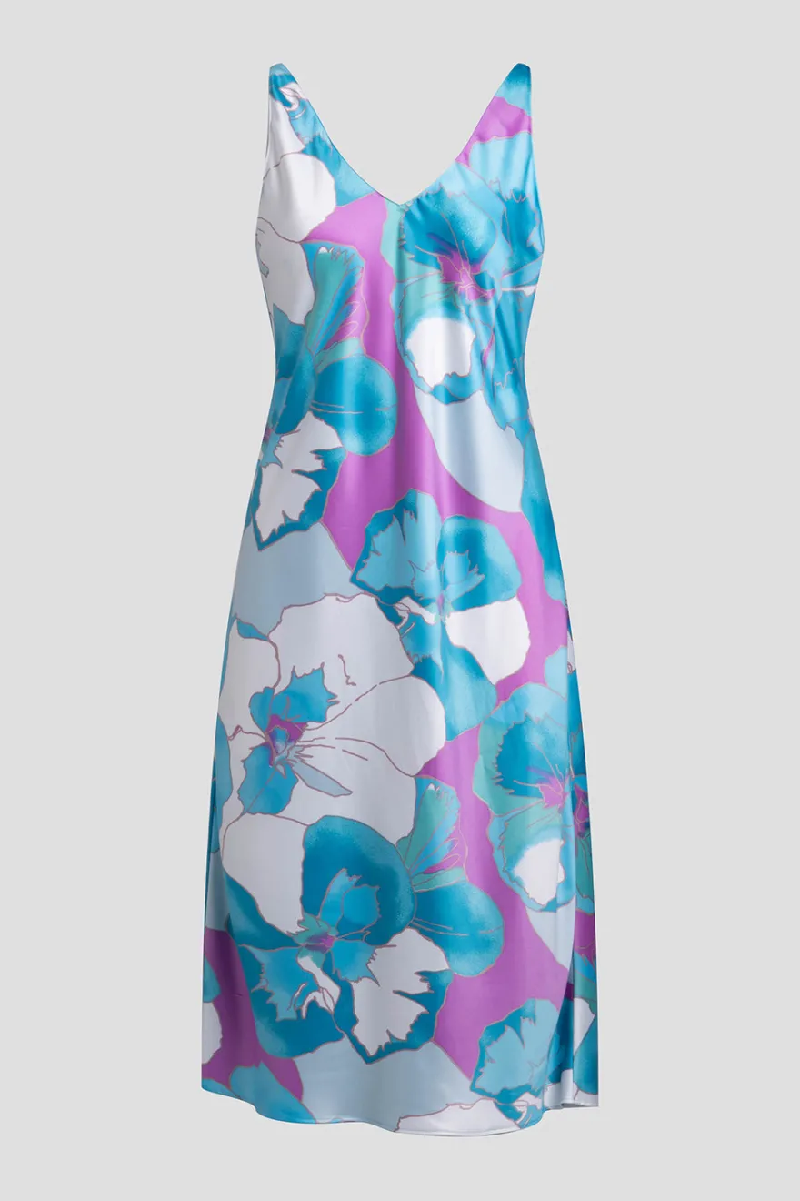 Floria Printed Satin Slip Dress