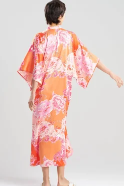 Flourish Printed Satin Mandarin Butterfly Caftan