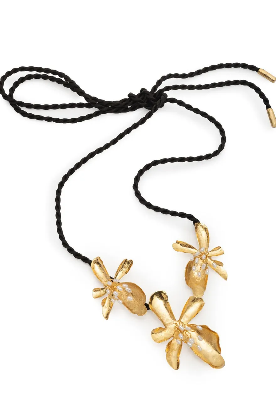 Fresh Water Pearl & Gold Plated Cluster Peony Necklace