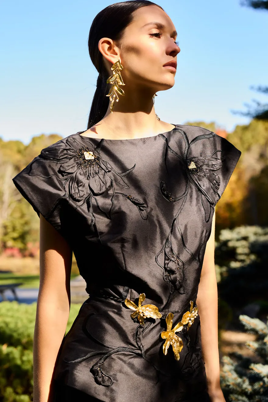 Fresh Water Pearl & Gold Plated Cluster Peony Necklace
