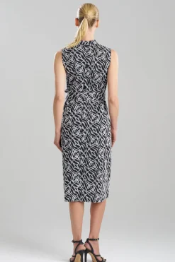 Geo Embroidered Cotton Poplin Mandarin Dress