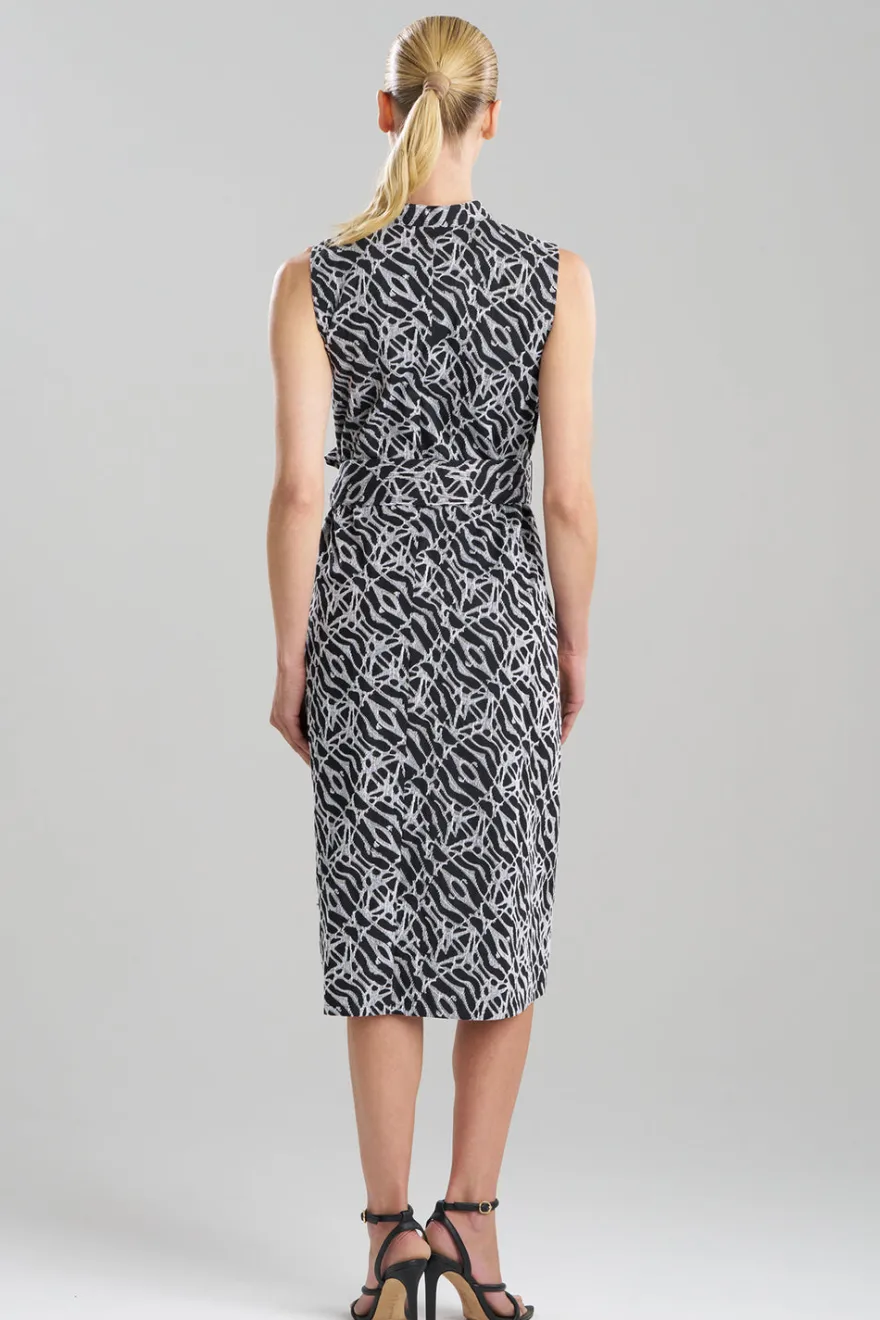 Geo Embroidered Cotton Poplin Mandarin Dress