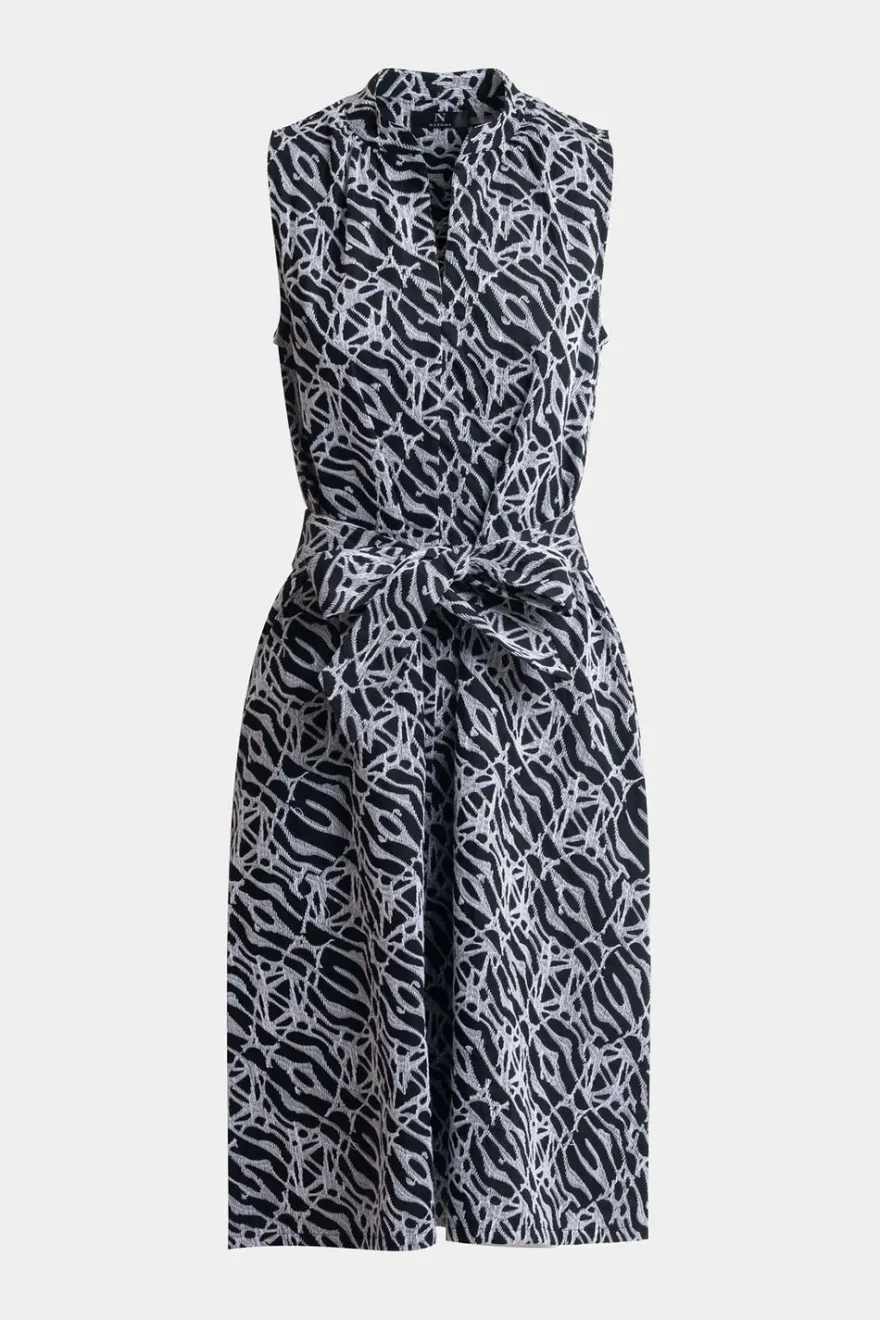 Geo Embroidered Cotton Poplin Mandarin Dress