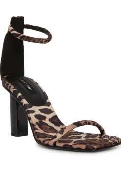 Glow Luxe Leopard Satin Block Heel Sandal
