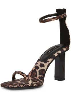 Glow Luxe Leopard Satin Block Heel Sandal
