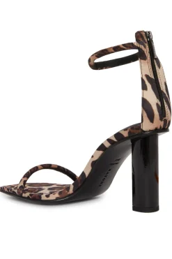 Glow Luxe Leopard Satin Block Heel Sandal