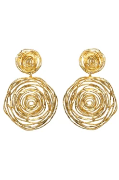 Gold Brass Wire Hoop Drop Earrings