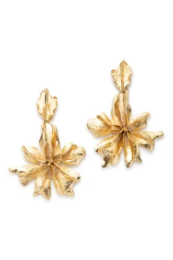 Gold Plated Brass Floral Cuff Earrings