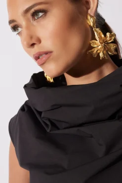 Gold Plated Brass Floral Cuff Earrings