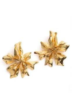 Gold Plated Brass Floral Earrings