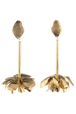 Gold Plated Brass Floral Drop Earrings